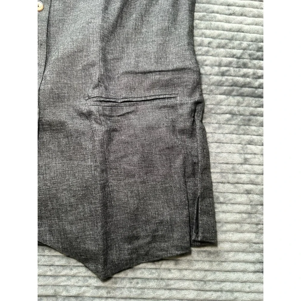 Eelotile Linen Blend Mid Length Sleeveless Button Down Waistcoat Vest Sz Small - Picture 9 of 12